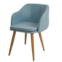 Kit 2 Cadeiras Com Braços Márcia Anm8011f Anima Office Estofada Em Tecido Azul Tiffany Base Em Aço Simulando Madeira - 2