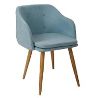 Kit 2 Cadeiras Com Braços Márcia Anm8011f Anima Office Estofada Em Tecido Azul Tiffany Base Em Aço Simulando Madeira - 3