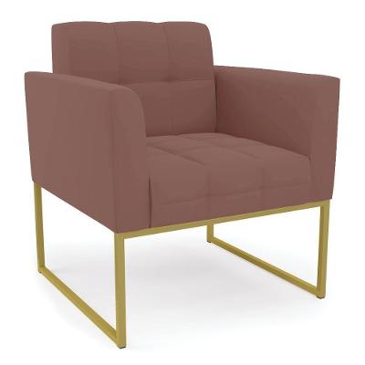 Poltrona Elisa Veludo Base Metálica Industrial Dourado D03 - DRossi Rose