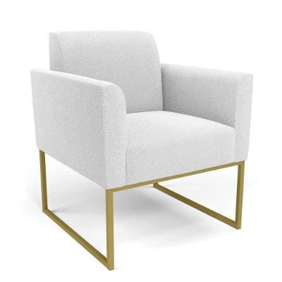 Poltrona Sala De Estar Industrial Dourado Marisa Bouclê Off White D03 - DRossi