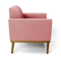 Kit 2 Poltronas Base De Madeira Fixa Castanho Marisa Suede D03 - DRossi Rose - 6