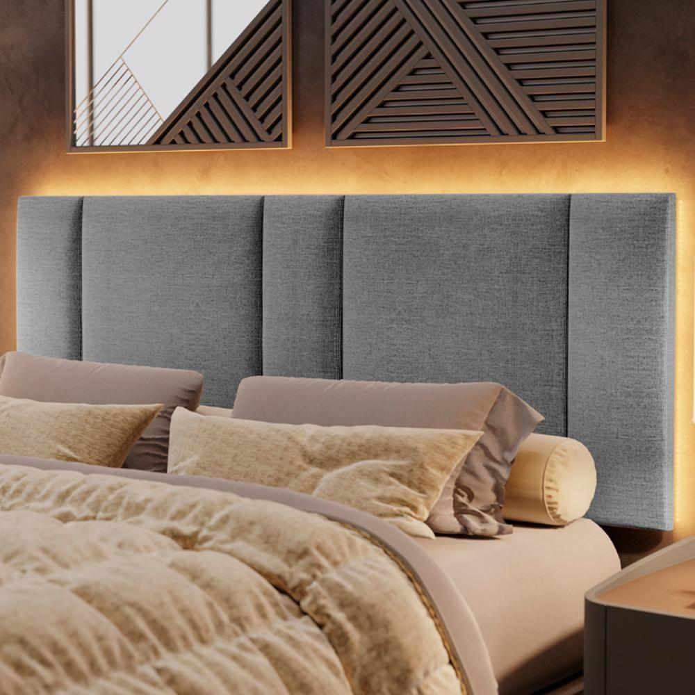 Cabeceira Modulada Casal Queen 160 Cm Com Led Linho Cinza Vconcept - 2
