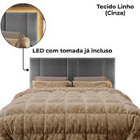 Cabeceira Modulada Casal Queen 160 Cm Com Led Linho Cinza Vconcept - 6