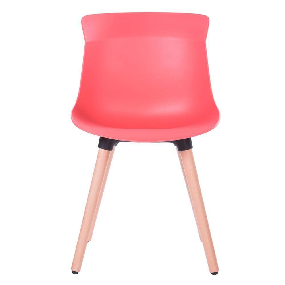 Cadeira Eames Saarinen Joly Anm6708f Anima Office Polipropileno Coral Base Em Madeira Fixa - 3