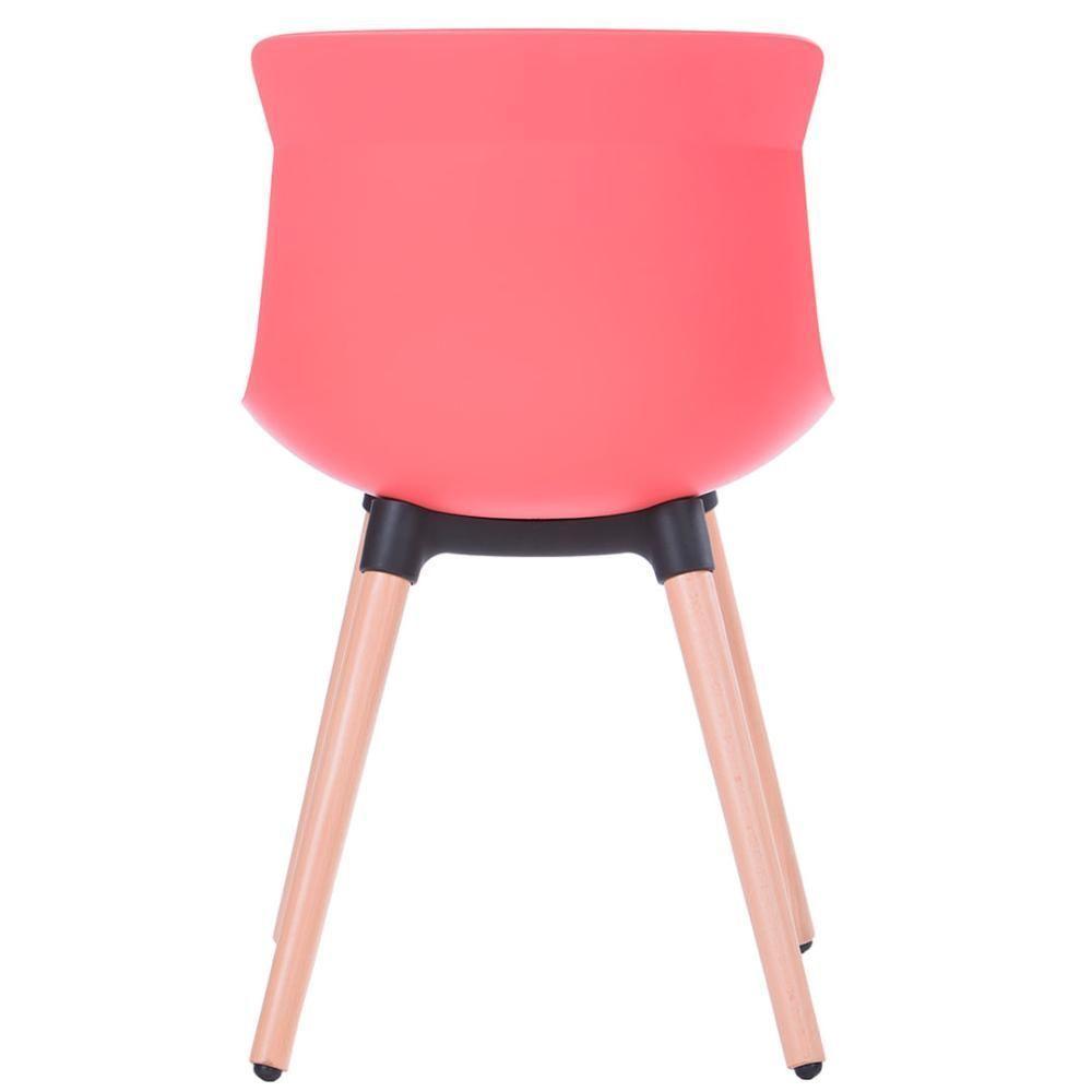 Cadeira Eames Saarinen Joly Anm6708f Anima Office Polipropileno Coral Base Em Madeira Fixa - 4