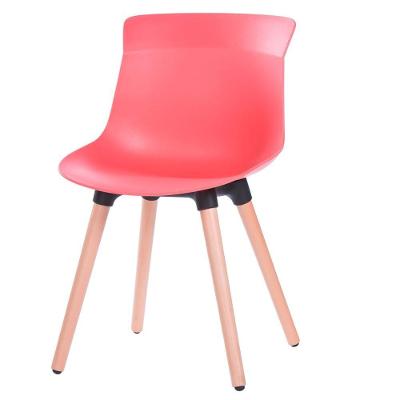 Cadeira Eames Saarinen Joly Anm6708f Anima Office Polipropileno Coral Base Em Madeira Fixa