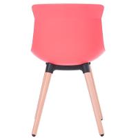 Cadeira Eames Saarinen Joly Anm6708f Anima Office Polipropileno Coral Base Em Madeira Fixa