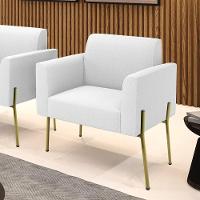 Poltrona Sala De Estar Pé Ferro Dourado Marisa Bouclê Off White D03 - DRossi - 3