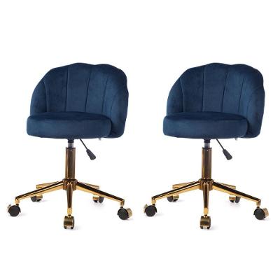 Cadeira Petala Anm9700s Anima Office Revestida Em Veludo Azul Marinho Base Rodízio Dourado