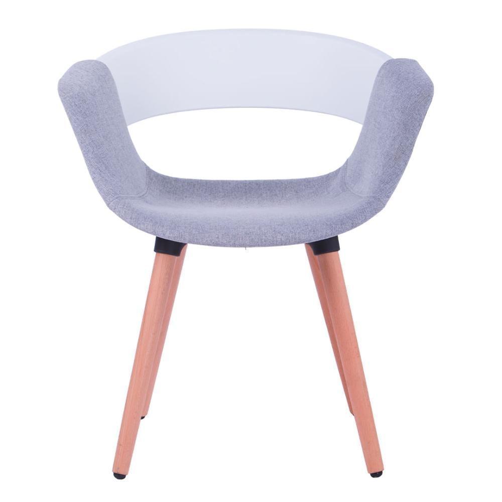 Kit 2 Cadeiras Turim Nicole Anm6707f Anima Office Em Polipropileno Branco Revestida Pu Cinza Base Madeira - 2