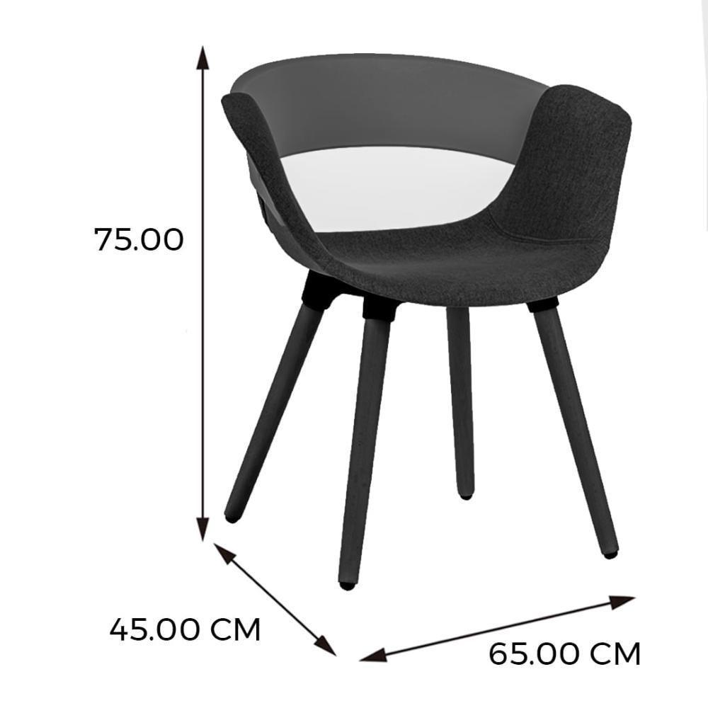 Kit 2 Cadeiras Turim Nicole Anm6707f Anima Office Em Polipropileno Branco Revestida Pu Cinza Base Madeira - 3
