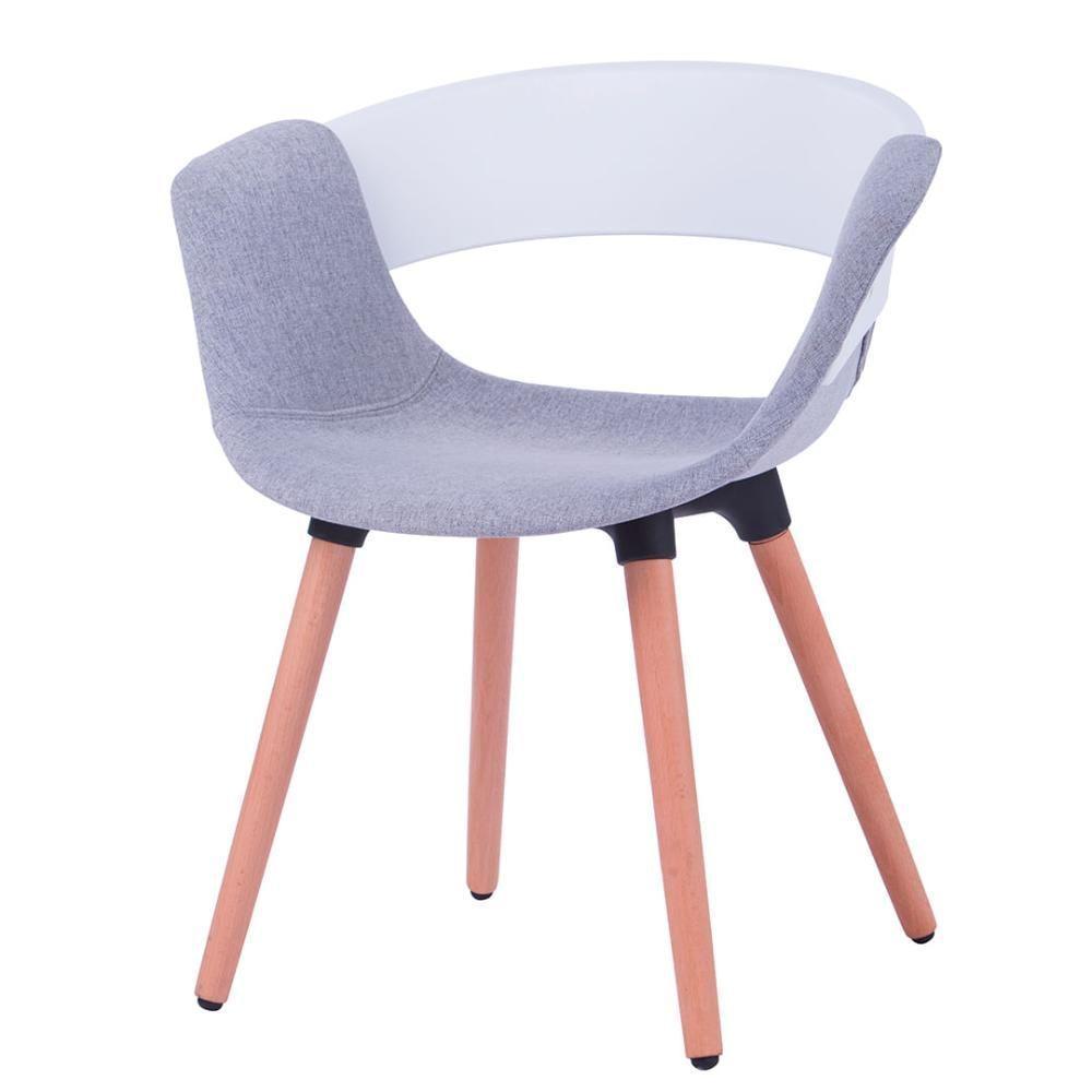 Kit 2 Cadeiras Turim Nicole Anm6707f Anima Office Em Polipropileno Branco Revestida Pu Cinza Base Madeira - 4