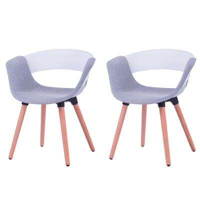 Kit 2 Cadeiras Turim Nicole Anm6707f Anima Office Em Polipropileno Branco Revestida Pu Cinza Base Madeira