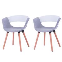 Kit 2 Cadeiras Turim Nicole Anm6707f Anima Office Em Polipropileno Branco Revestida Pu Cinza Base Madeira - 1