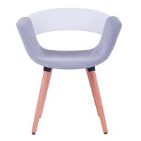 Kit 2 Cadeiras Turim Nicole Anm6707f Anima Office Em Polipropileno Branco Revestida Pu Cinza Base Madeira - 2