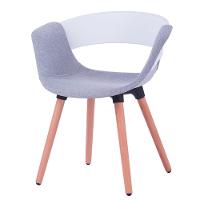 Kit 2 Cadeiras Turim Nicole Anm6707f Anima Office Em Polipropileno Branco Revestida Pu Cinza Base Madeira