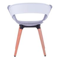 Kit 2 Cadeiras Turim Nicole Anm6707f Anima Office Em Polipropileno Branco Revestida Pu Cinza Base Madeira - 6