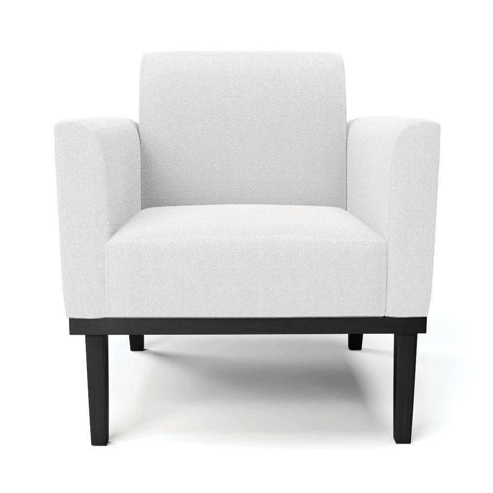 Poltrona Sala Base Madeira Preto Kit 2 Marisa Bouclê Off White D03 - DRossi - 5