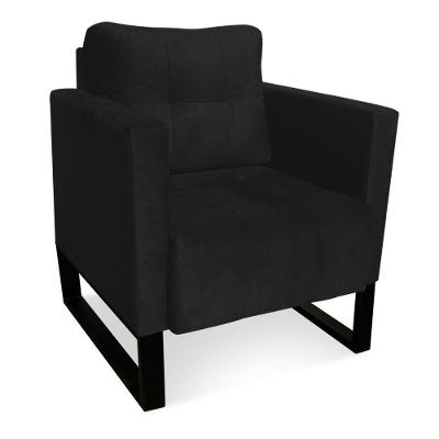 Poltrona Livia Suede Base Industrial Preto D01 - DRossi Preto