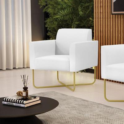 Poltrona Base X Industrial Dourado Marisa Corino Branco