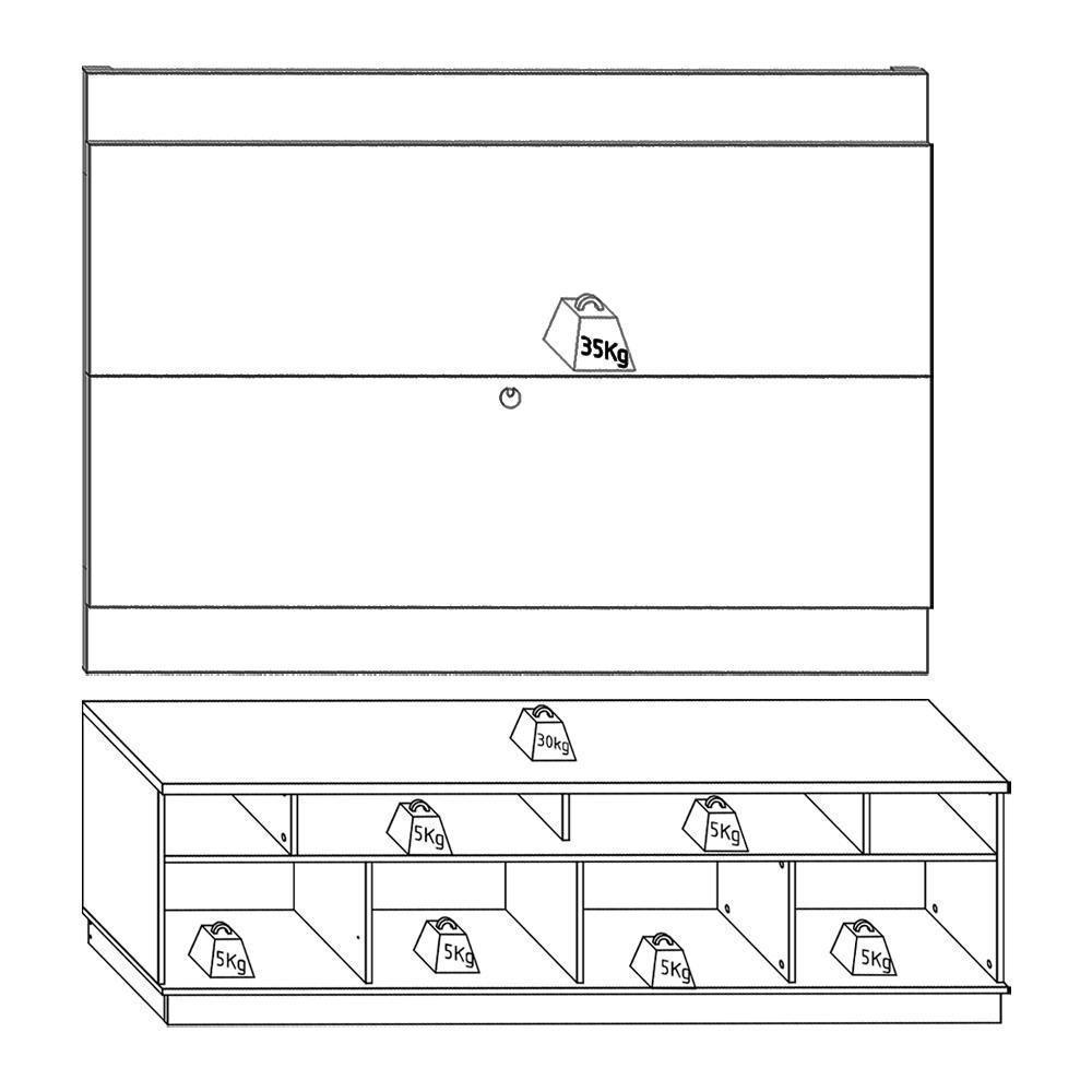Rack Santorini E Painel Nilo Tv 75 Pol 200 Cm Off White Matte Freijo Colibri - 9