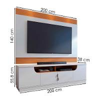 Rack Santorini E Painel Nilo Tv 75 Pol 200 Cm Off White Matte Freijo Colibri - 10