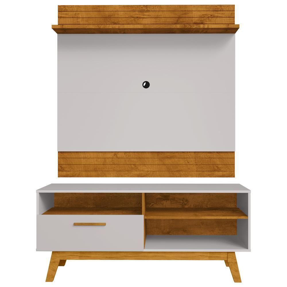 Painel Guaruja E Rack Paladio Tv 55 Pol 136 Cm Naturalle Off White Bechara - 3