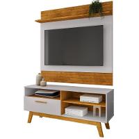 Painel Guaruja E Rack Paladio Tv 55 Pol 136 Cm Naturalle Off White Bechara - 1