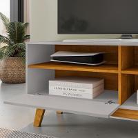 Painel Guaruja E Rack Paladio Tv 55 Pol 136 Cm Naturalle Off White Bechara