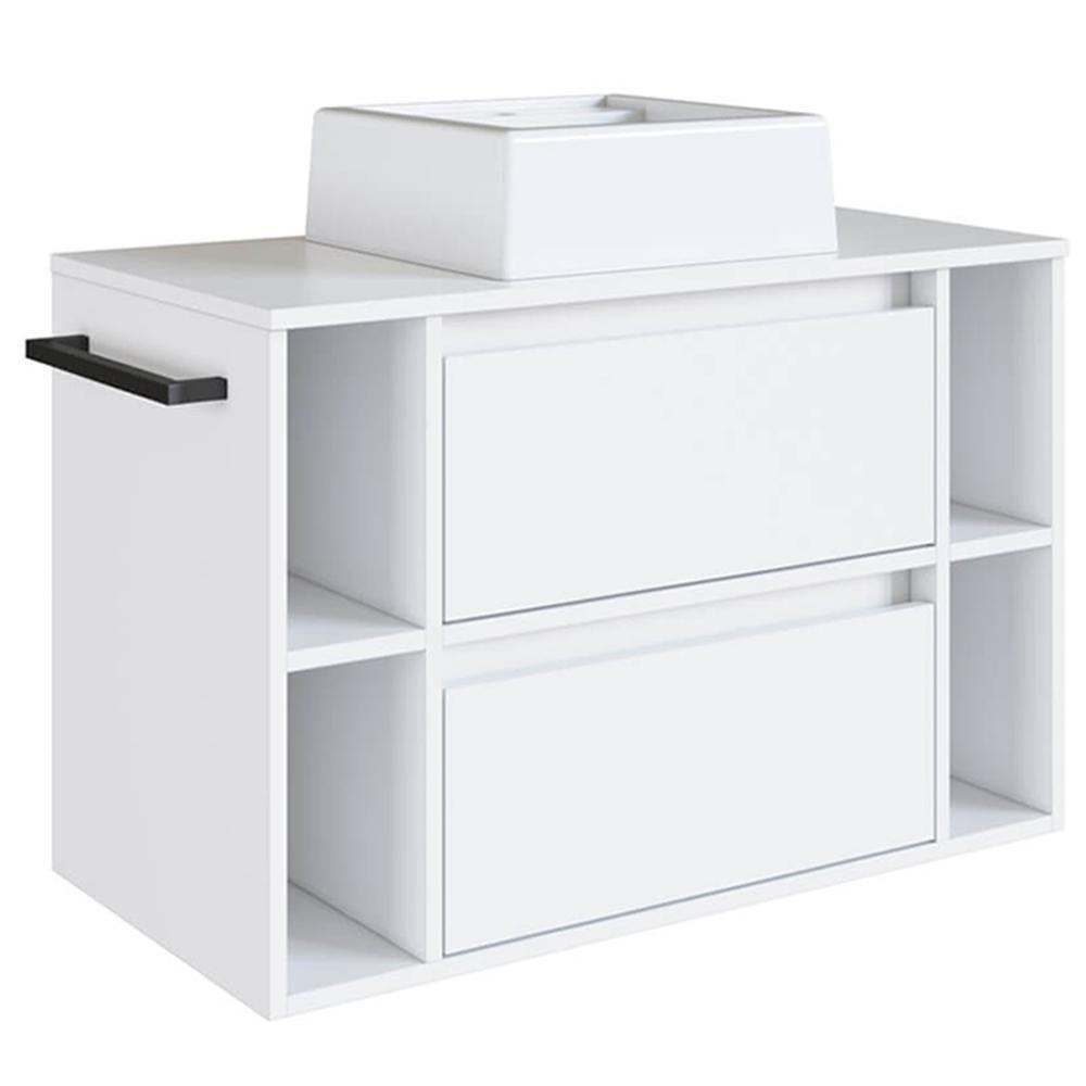 Gabinete Para Banheiro Com Cuba 01 Gav 80cm Branco Proddy - 1