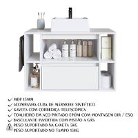 Gabinete Para Banheiro Com Cuba 01 Gav 80cm Branco Proddy