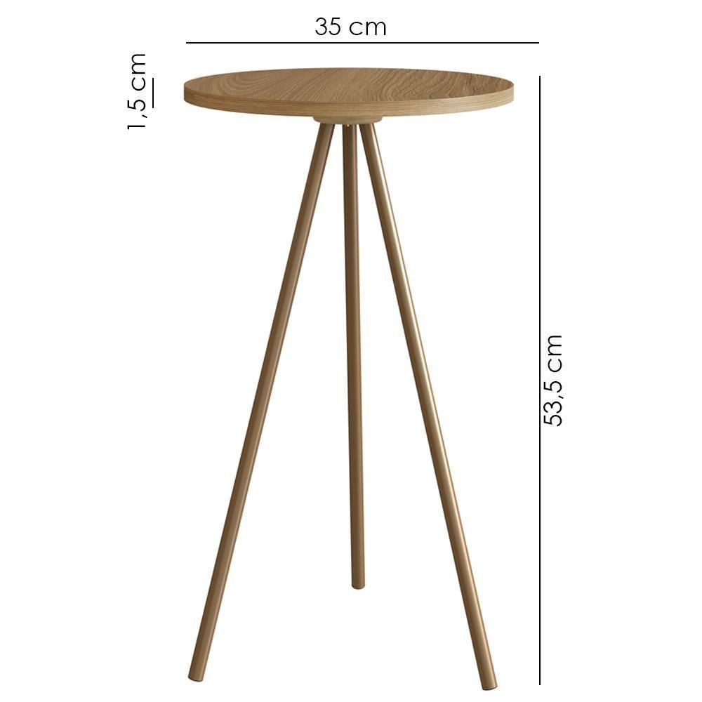 Mesa Lateral Para Sala De Estar 54x35 Cm 27943 Hanover Dourado Artesano - 3