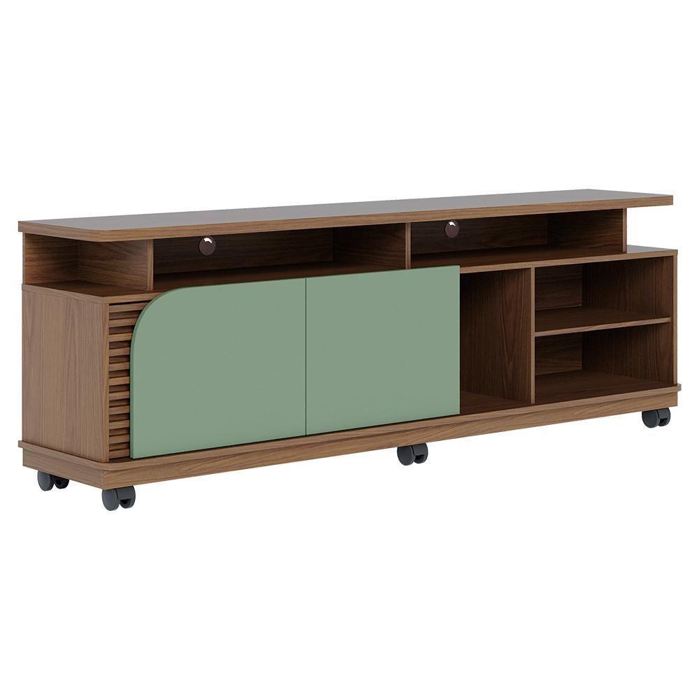 Rack Bancada Tv 75 Pol 180 Cm Jurere Amendoa Hortela Colibri - 1
