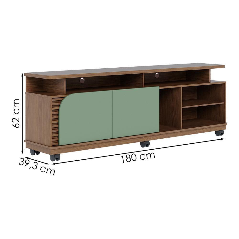 Rack Bancada Tv 75 Pol 180 Cm Jurere Amendoa Hortela Colibri - 3
