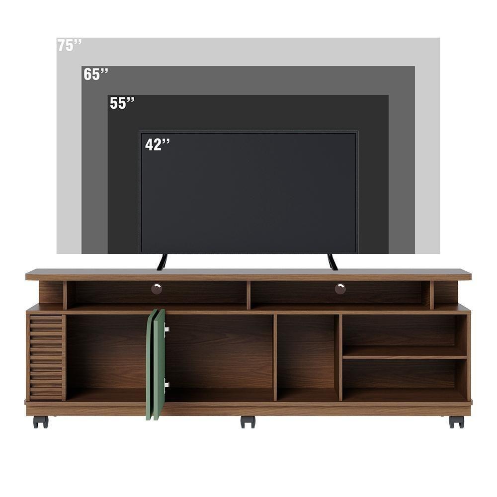 Rack Bancada Tv 75 Pol 180 Cm Jurere Amendoa Hortela Colibri - 6