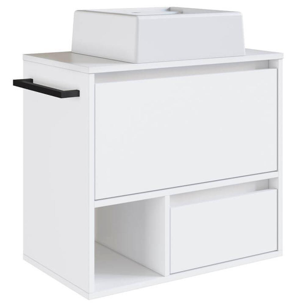 Gabinete De Banheiro Com Cuba 01 Porta 60cm Branco Proddy - 1