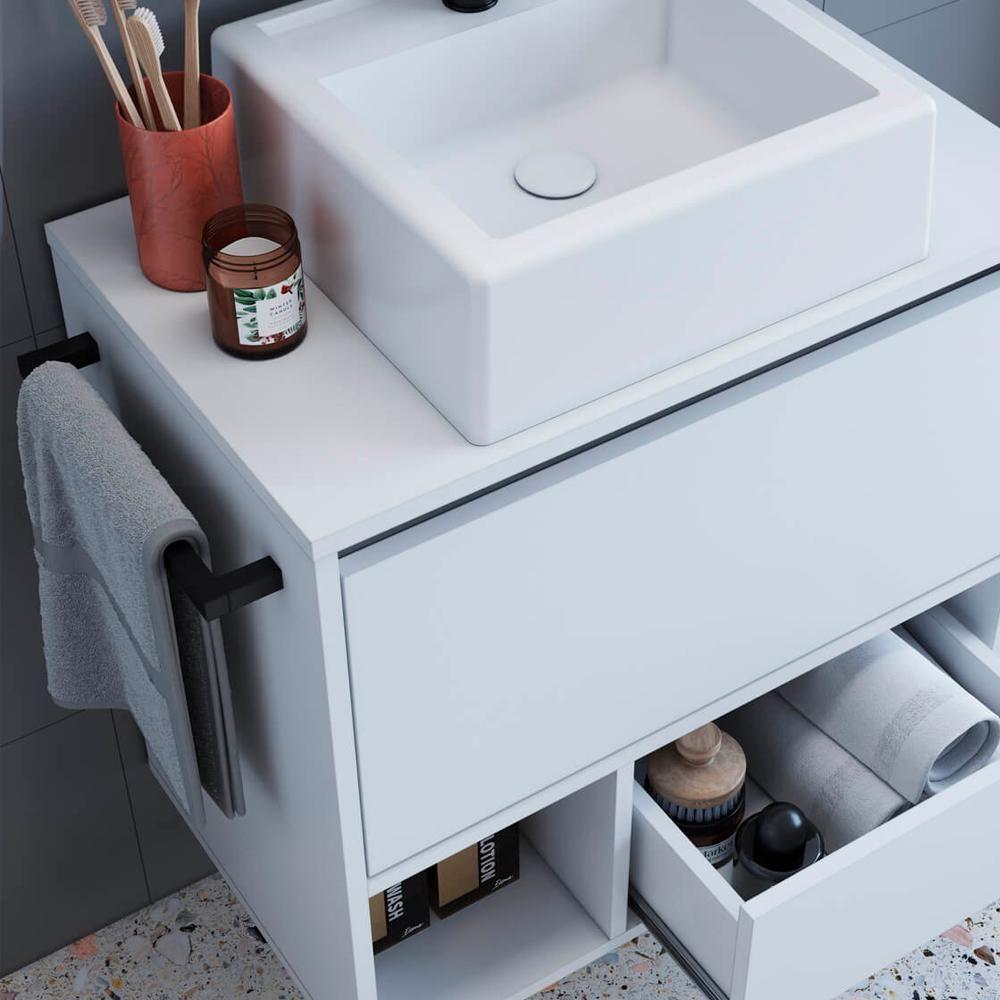 Gabinete De Banheiro Com Cuba 01 Porta 60cm Branco Proddy - 5