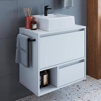 Gabinete De Banheiro Com Cuba 01 Porta 60cm Branco Proddy - 2