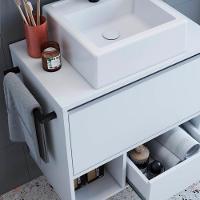 Gabinete De Banheiro Com Cuba 01 Porta 60cm Branco Proddy - 5