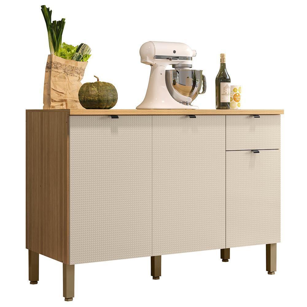 Balcao Com Tampo 120 Cm Mdf Vert Plus Freijo Soft Ktp - 1