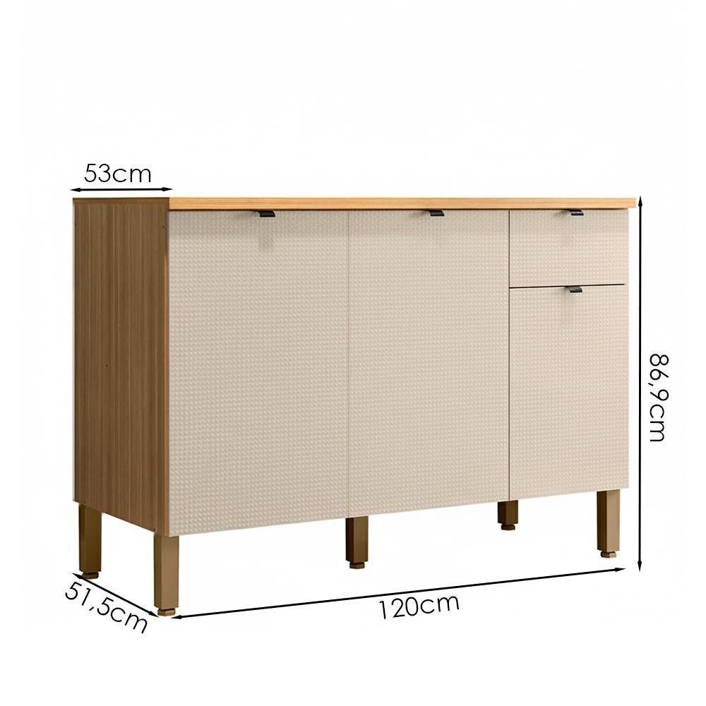 Balcao Com Tampo 120 Cm Mdf Vert Plus Freijo Soft Ktp - 3