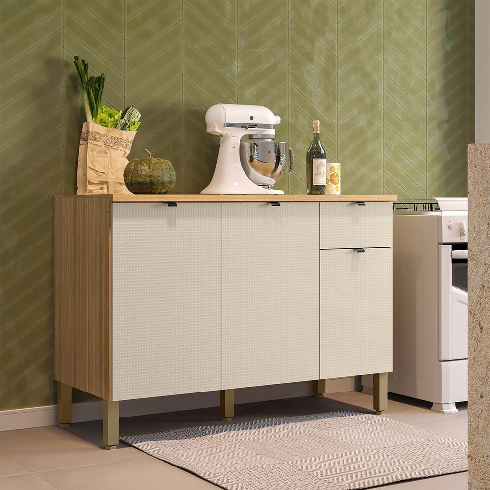 Balcao Com Tampo 120 Cm Mdf Vert Plus Freijo Soft Ktp - 7