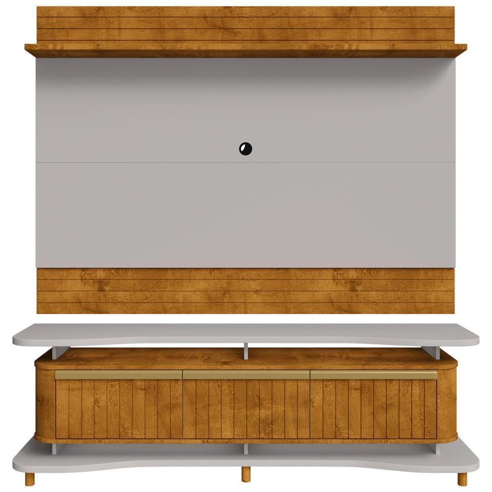 Painel Icarai E Rack Guarapari Tv 75 Pol 180 Cm Naturalle Off White Bechara - 4