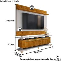 Painel Icarai E Rack Guarapari Tv 75 Pol 180 Cm Naturalle Off White Bechara - 3