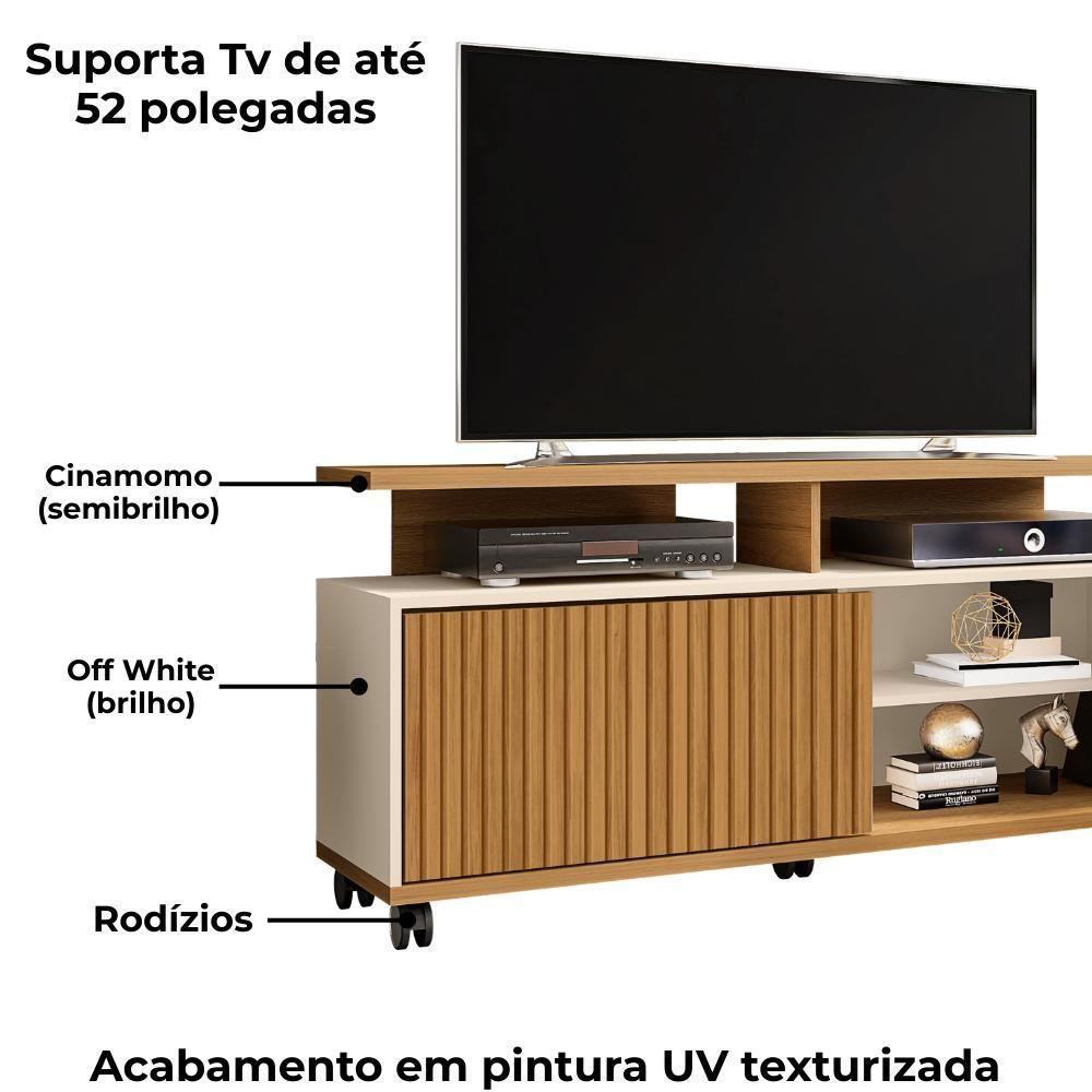Rack Bancada Tv 52 Pol 136 Cm Topazio Off White Cinamomo Bechara - 5