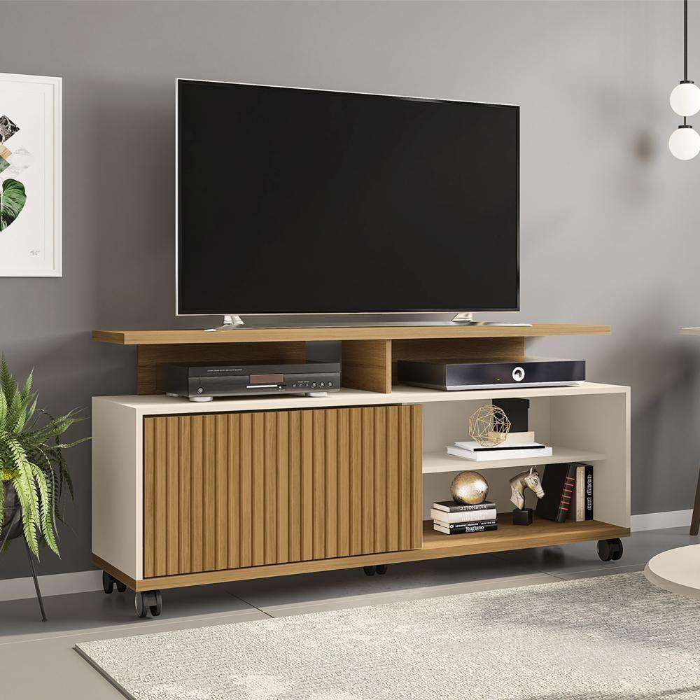 Rack Bancada Tv 52 Pol 136 Cm Topazio Off White Cinamomo Bechara - 6