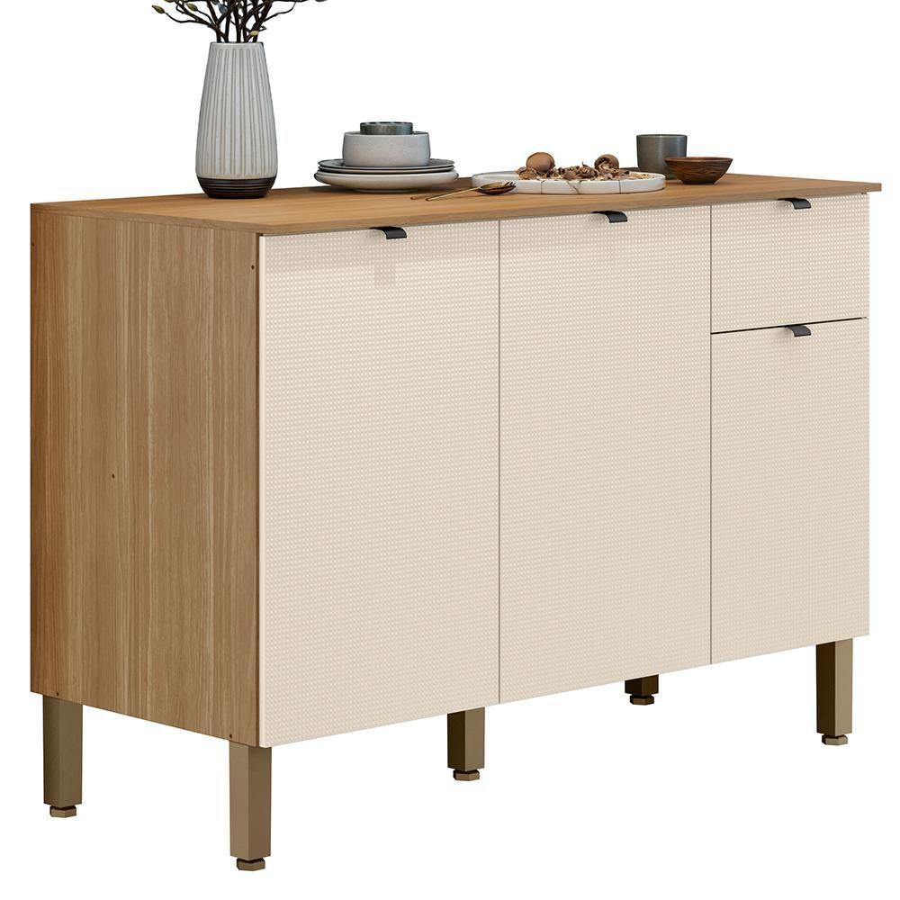 Balcao Cozinha 120 Cm Mdf Vert Plus Freijo Soft Ktp - 1