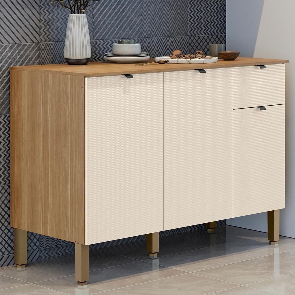 Balcao Cozinha 120 Cm Mdf Vert Plus Freijo Soft Ktp - 2