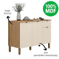 Balcao Cozinha 120 Cm Mdf Vert Plus Freijo Soft Ktp - 5