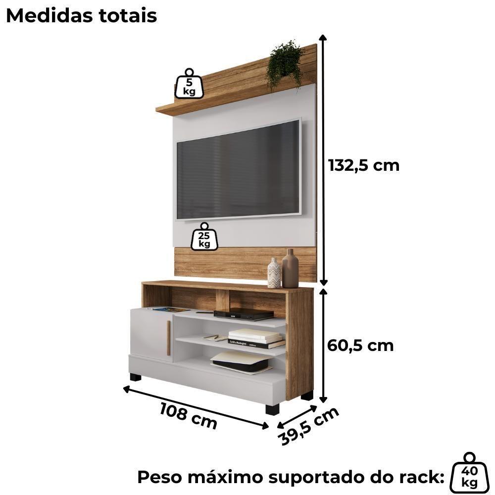 Painel Guaratuba E Rack Pipa Tv 48 Pol 108 Cm Cinamomo Off White Bechara - 3